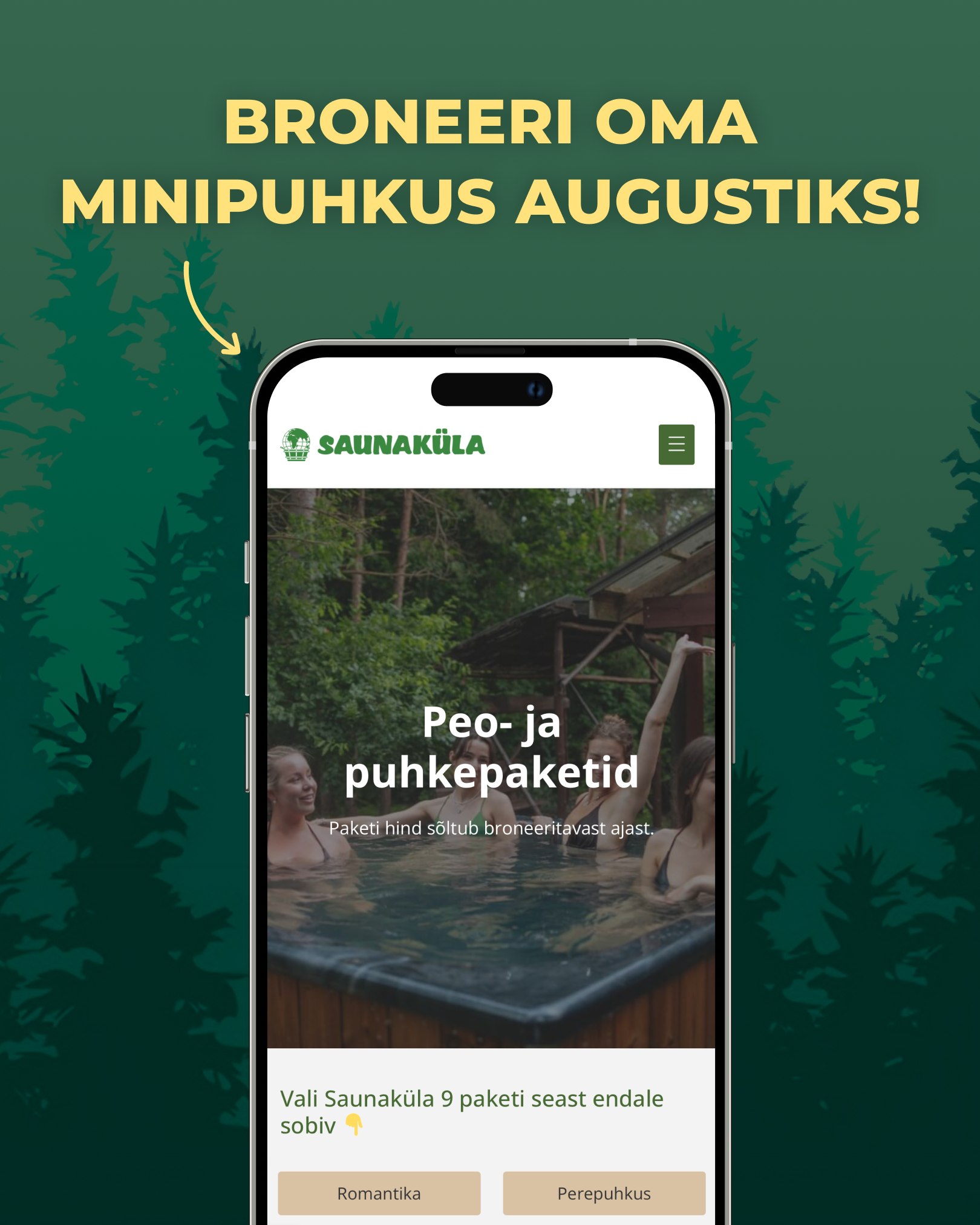 Veeda koos sõprade ja perega nädalavahetus looduse keskel.

🔥 Privaatne saun ja tünnisaun
🌿 Vaikus ja rohelus
🍴 Grill, lõkkeõhtu ja mälestused, mis säilivad kaua

📅 Broneeri oma minipuhkus augustiks! 👉 saunakula.ee
📧 sauna@saunamaailm.ee
📞 +372 55 000 75

#saunaküla #augustipuhkus #suvepuhkus #nädalavahetus #saunapuhkus